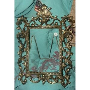 Victorian Vintage Cast Metal Easel Back Picture Photo Frame Baroque/Rococo Style